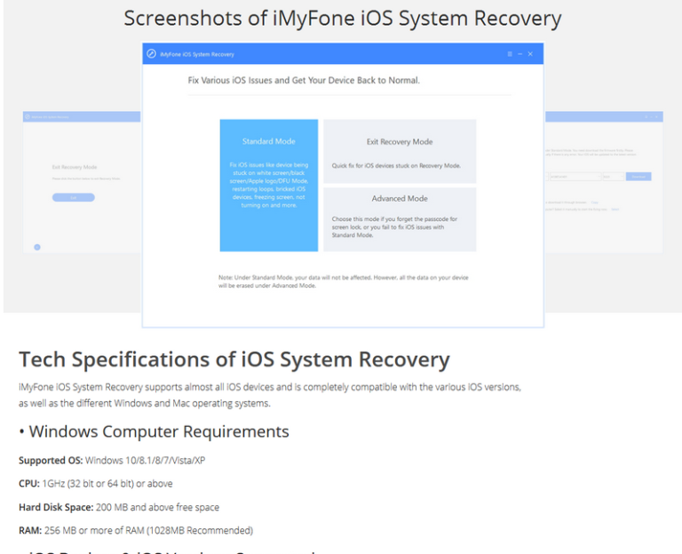 imyfone ios system recovery failed